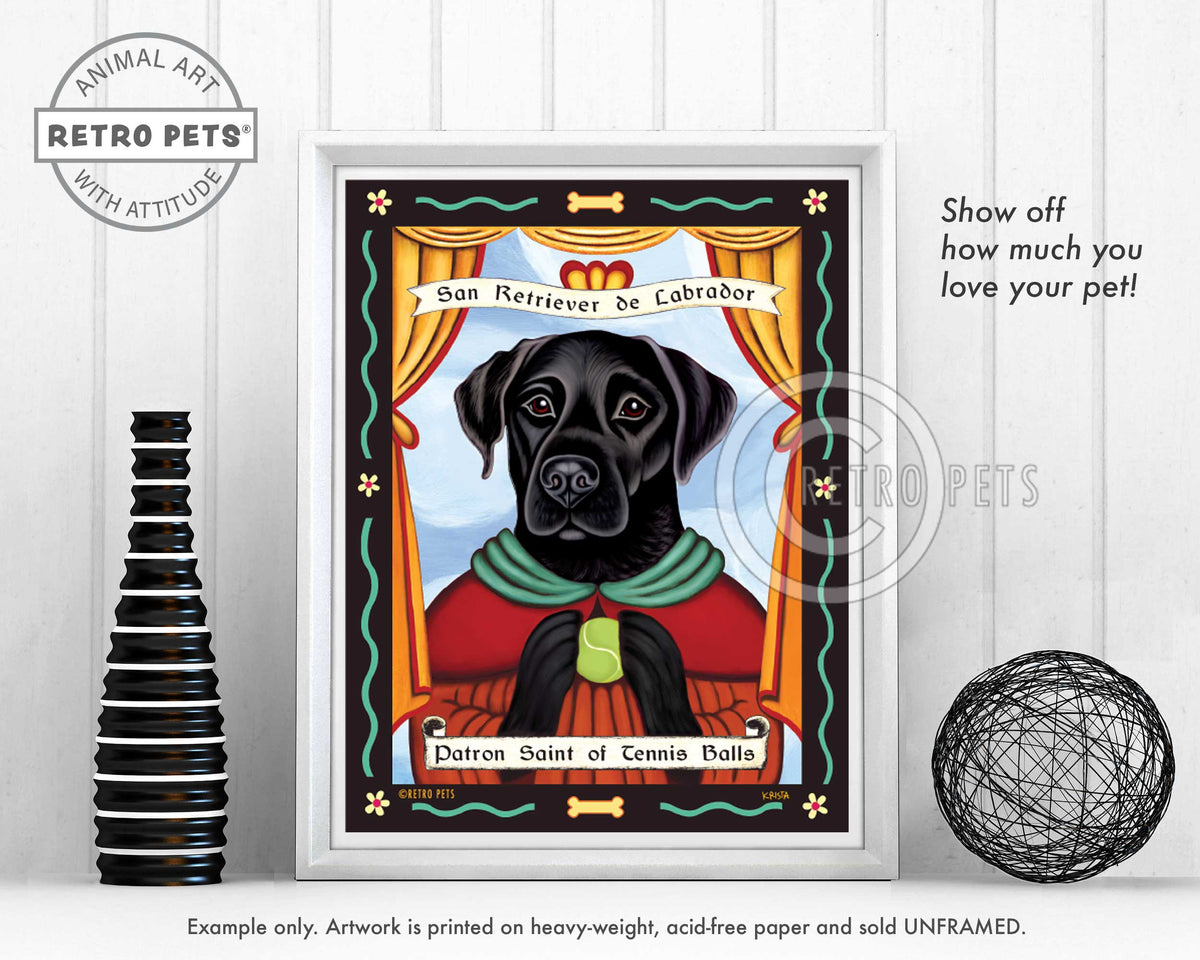 Labrador Retriever Art "Patron Saint of Tennis Balls" Art Print by Krista Brooks