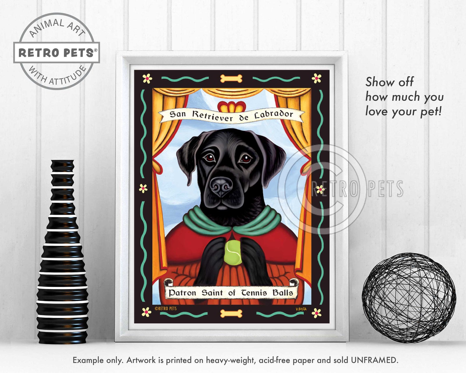 Labrador Retriever Art "Patron Saint of Tennis Balls" Art Print by Krista Brooks