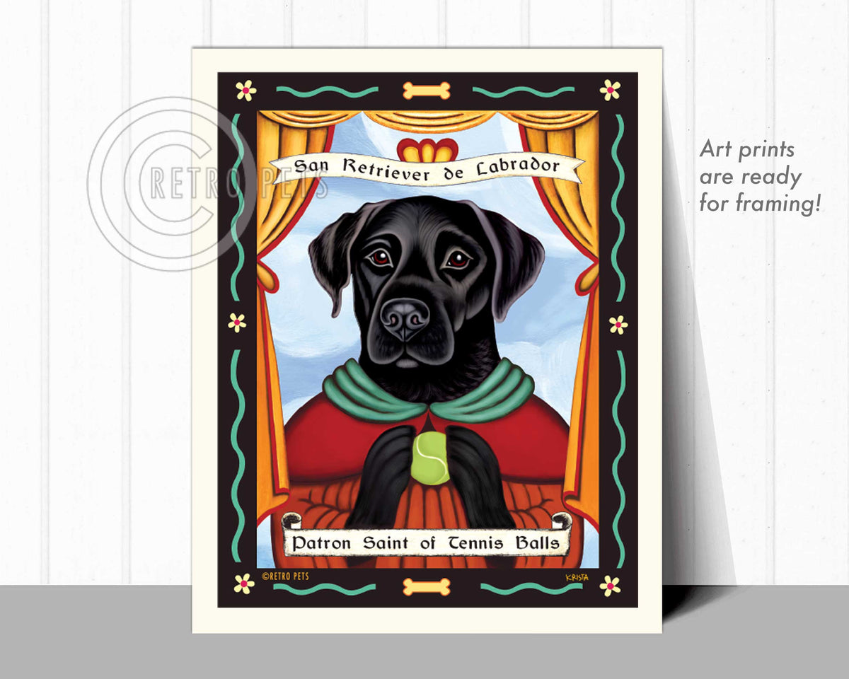 Labrador Retriever Art "Patron Saint of Tennis Balls" Art Print by Krista Brooks