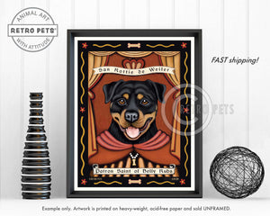 Rottweiler Art "Patron Saint of Belly Rubs" Art Print by Krista Brooks