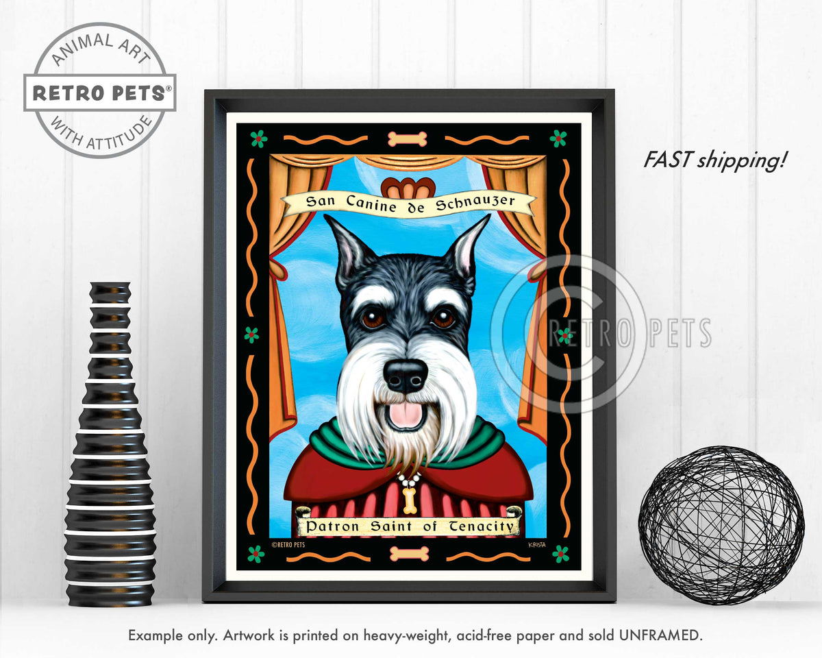 Schnauzer Art "Patron Saint of Tenacity" Art Print by Krista Brooks