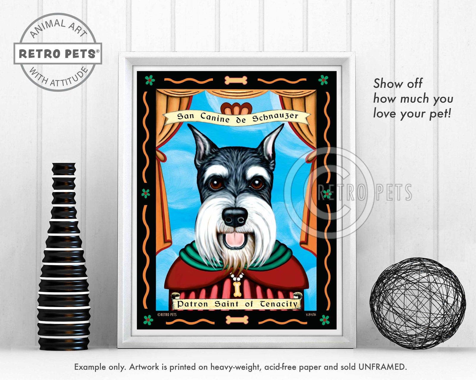 Schnauzer Art "Patron Saint of Tenacity" Art Print by Krista Brooks