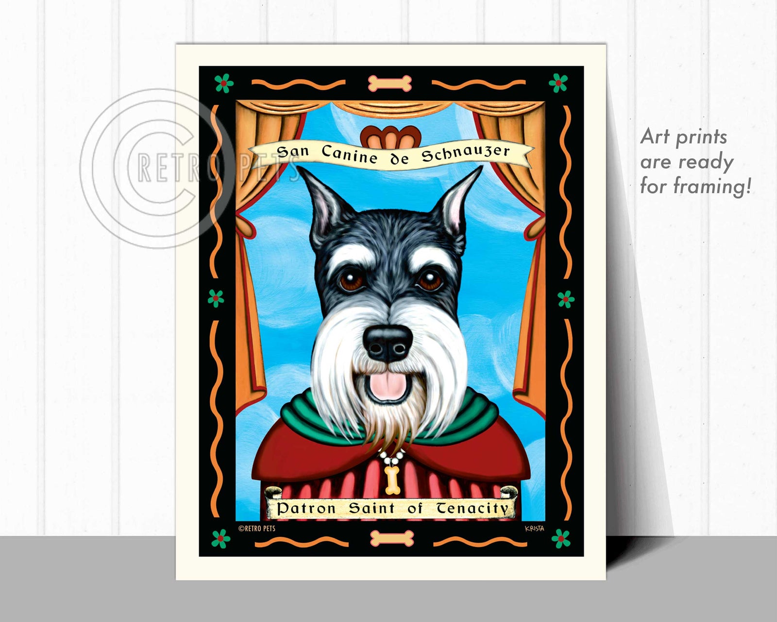 Schnauzer Art "Patron Saint of Tenacity" Art Print by Krista Brooks