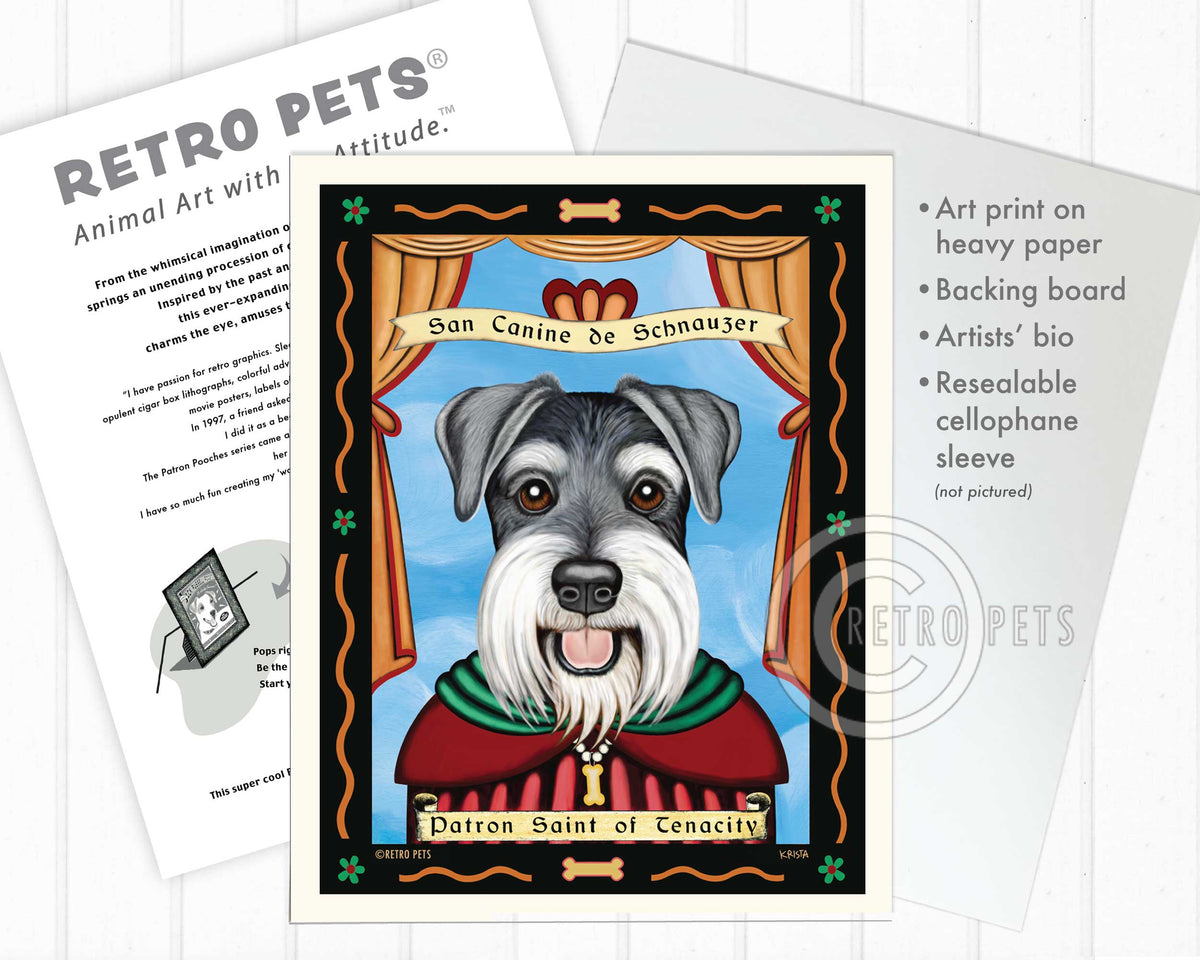 Schnauzer Art - Uncropped "Patron Saint of Tenacity" Art Print by Krista Brooks