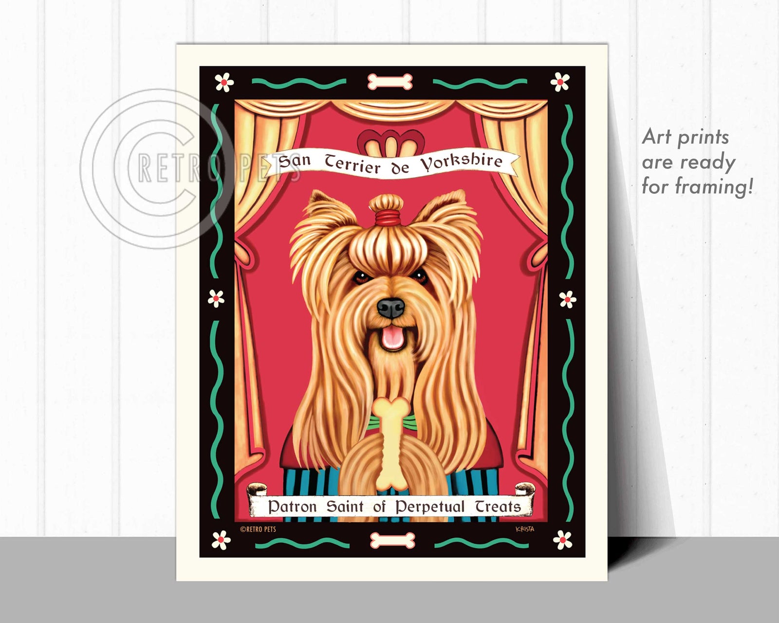 Yorkshire Terrier Art - Show-cut "Saint of Perpetual Treats" Art Print by Krista Brooks