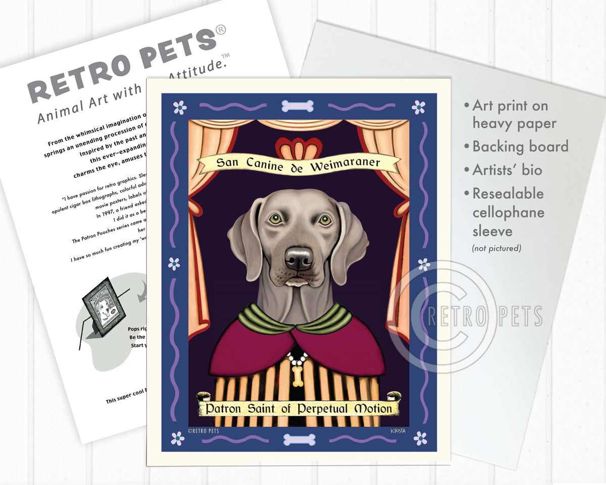 Weimaraner Art - Green Eyes "Saint of Perpetual Motion" Art Print by Krista Brooks
