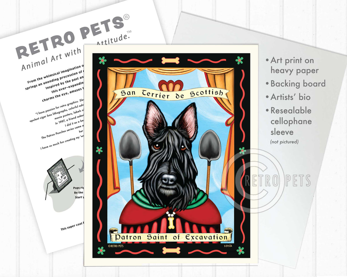 Scottish Terrier Art "Saint of Excavation" Art Print by Krista Brooks