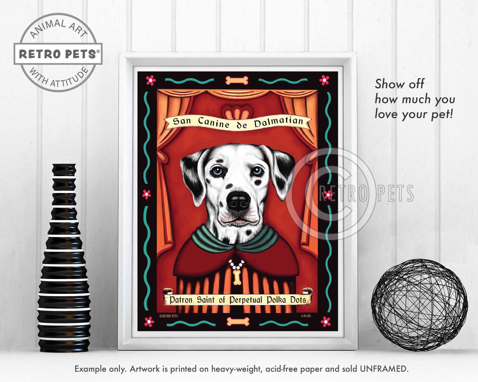 Dalmatian Art - Blue Eyes "Patron Saint of Polka Dots" Art Print by Krista Brooks