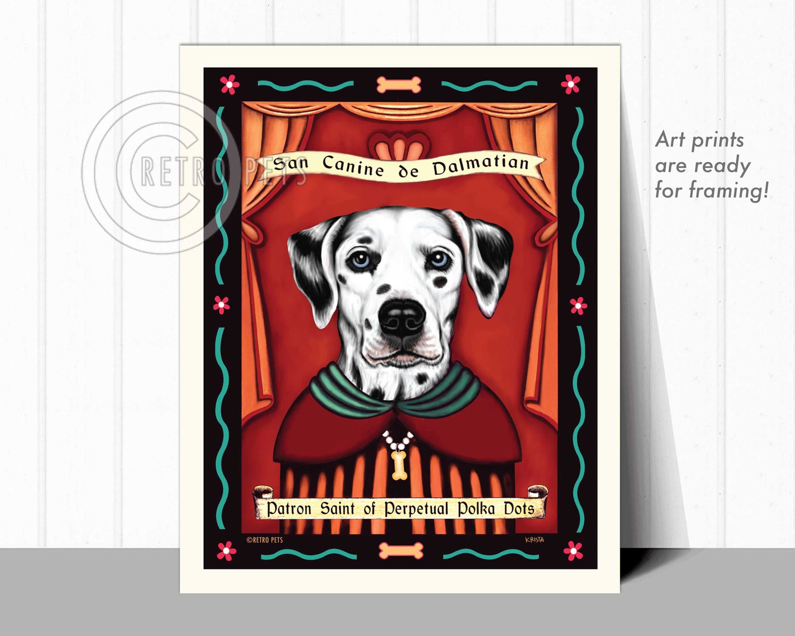 Dalmatian Art - Blue Eyes "Patron Saint of Polka Dots" Art Print by Krista Brooks