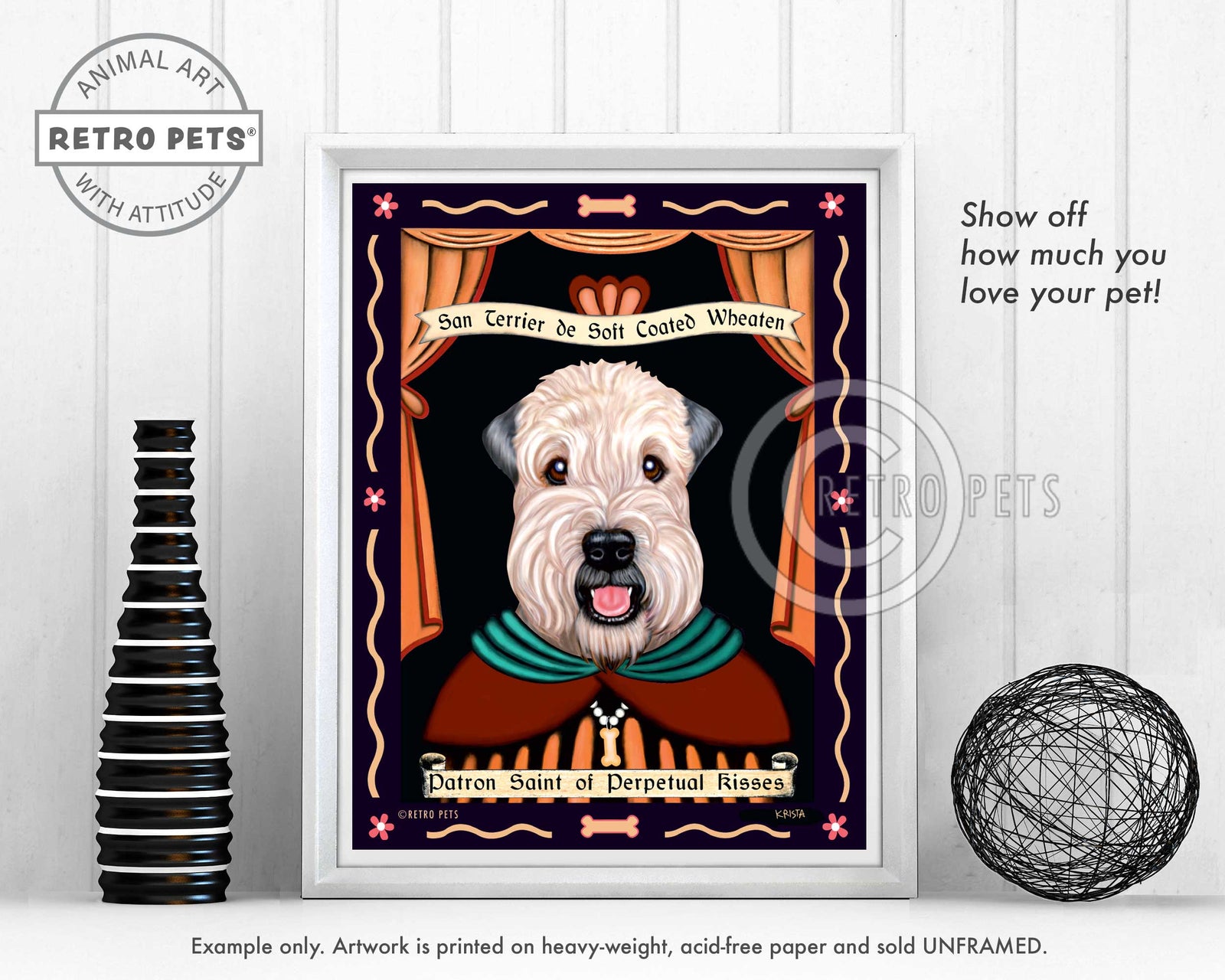 Wheaten Terrier Art "Saint of Perpetual Kisses" Art Print by Krista Brooks