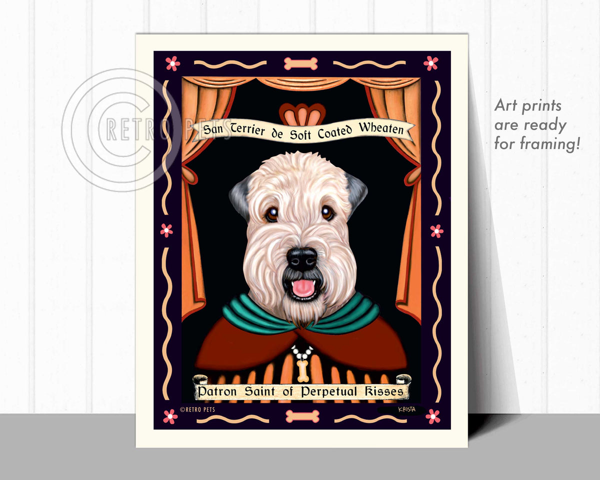 Wheaten Terrier Art "Saint of Perpetual Kisses" Art Print by Krista Brooks