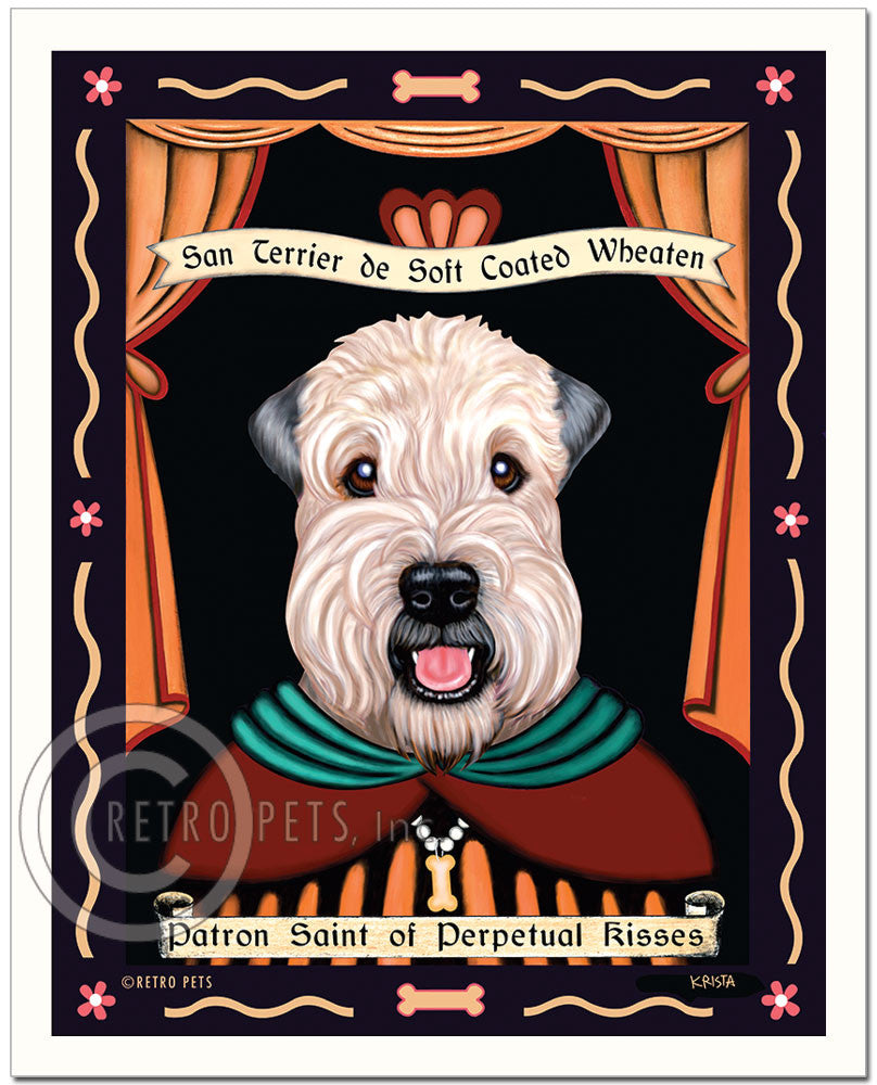 Wheaten Terrier Art "Saint of Perpetual Kisses" Patron Pooch Art Print by Krista Brooks