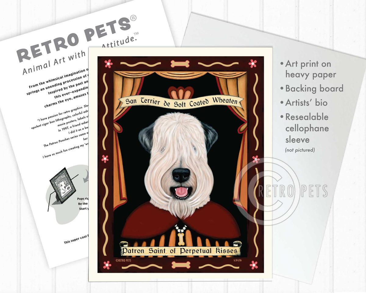 Wheaten Terrier Art - Show-cut "Saint of Perpetual Kisses" Art Print by Krista Brooks