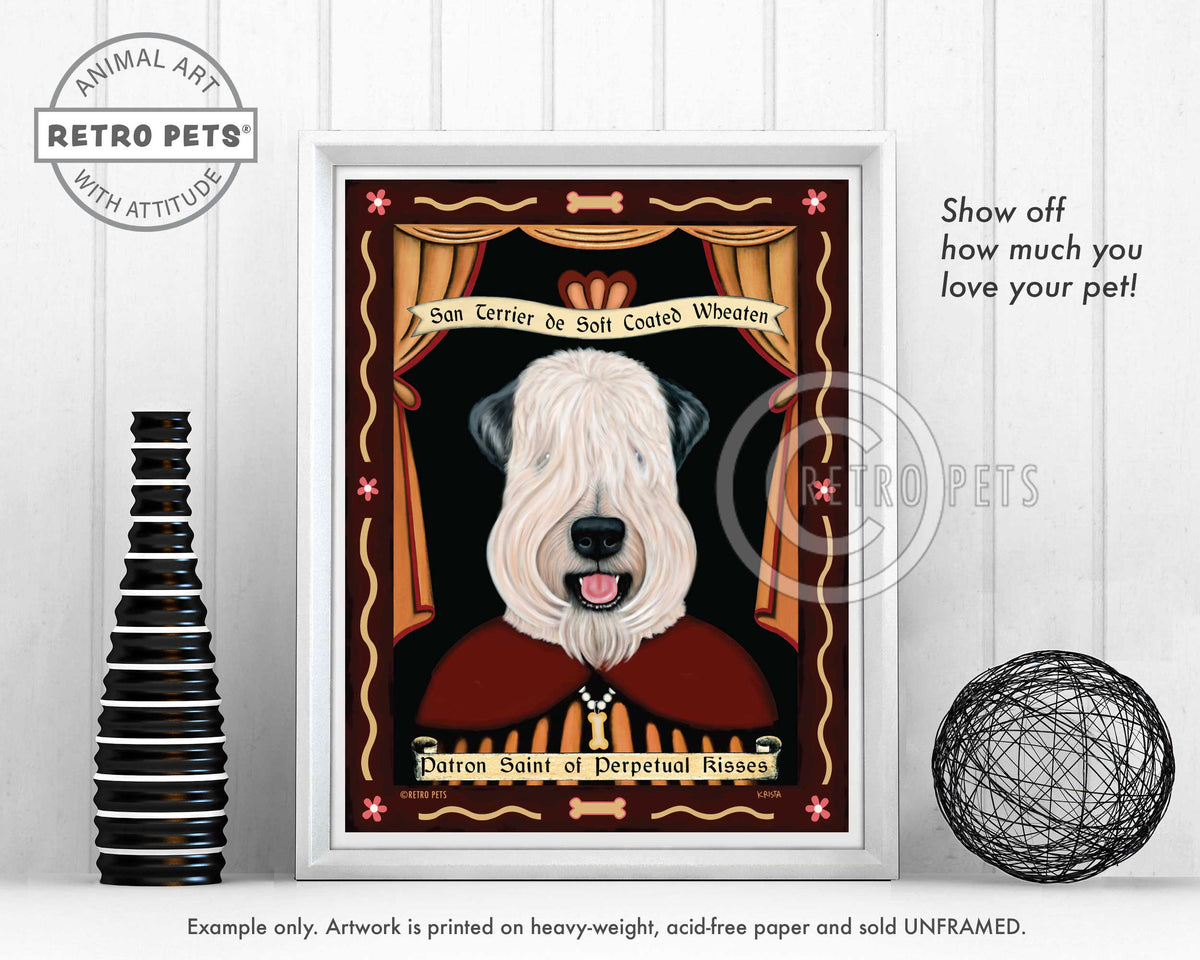 Wheaten Terrier Art - Show-cut "Saint of Perpetual Kisses" Art Print by Krista Brooks