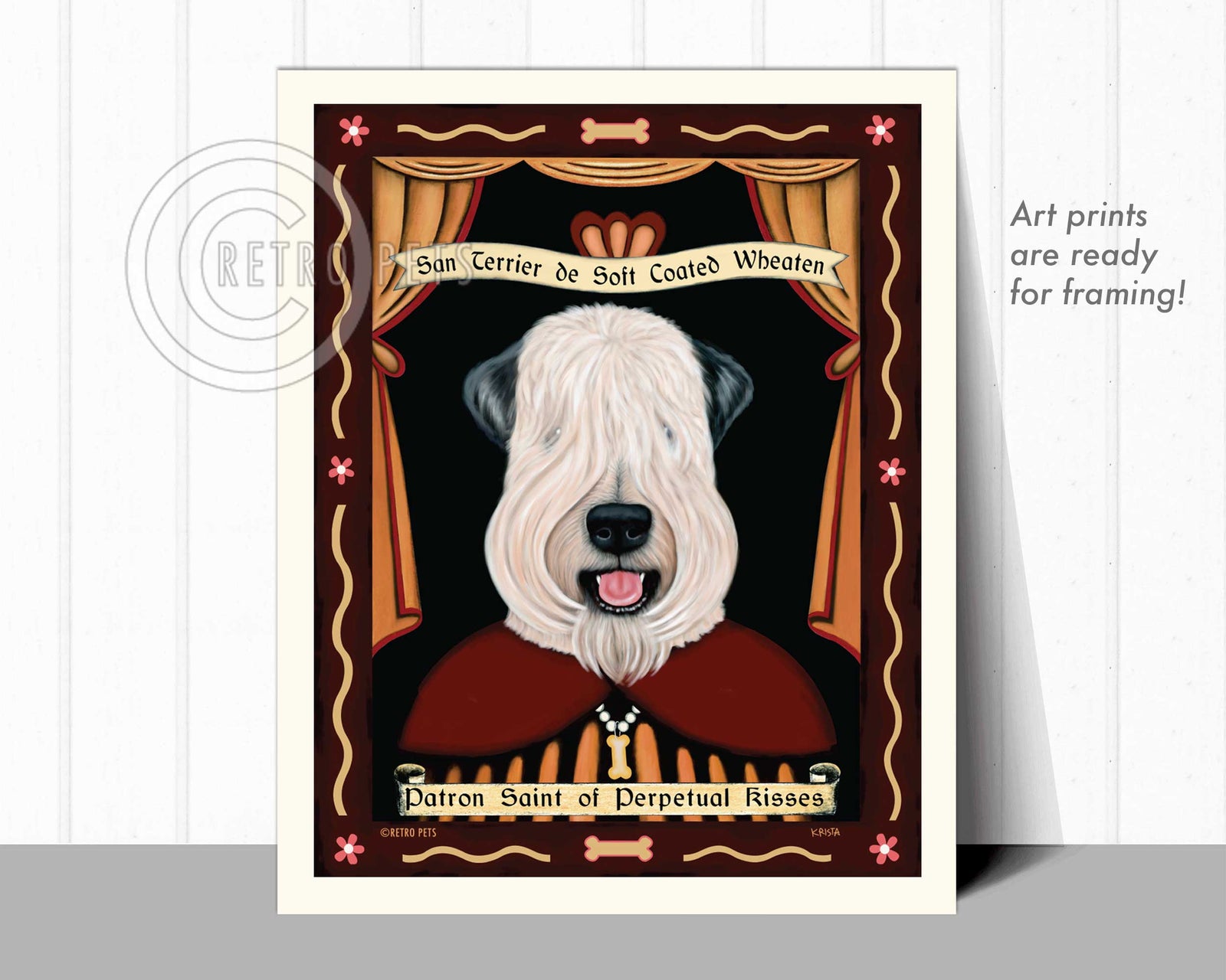 Wheaten Terrier Art - Show-cut "Saint of Perpetual Kisses" Art Print by Krista Brooks