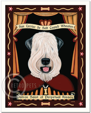 Wheaten Terrier Art "Saint of Perpetual Kisses" Show-cut - Patron Pooch Art Print by Krista Brooks