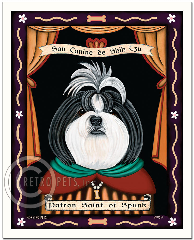 Shih-Tzu Art "Saint of Ankle Spunk" Patron Pooch Art Print by Krista Brooks
