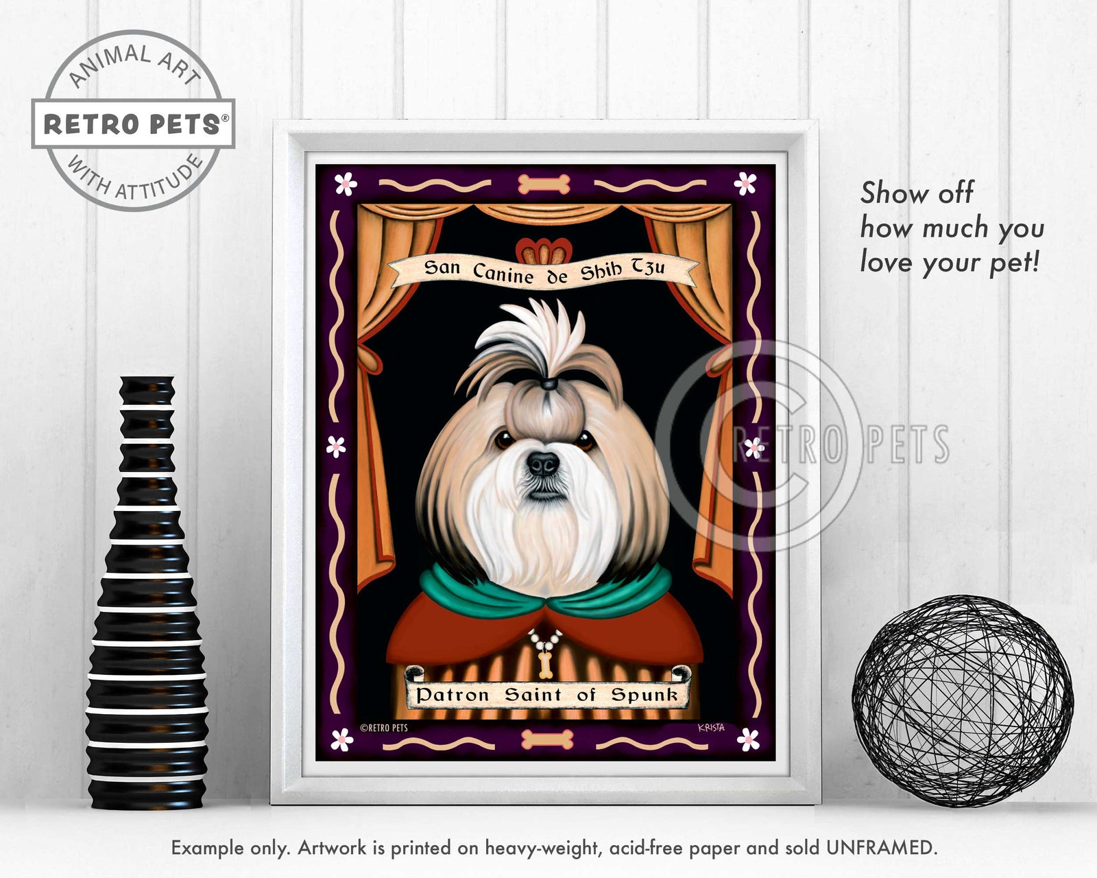 Shih-Tzu Art - Blonde & White "Saint of Ankle Spunk" Art Print by Krista Brooks