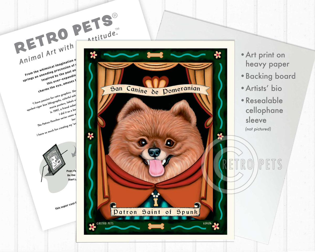 Pomeranian Art "Patron Saint of Spunk" Art Print by Krista Brooks
