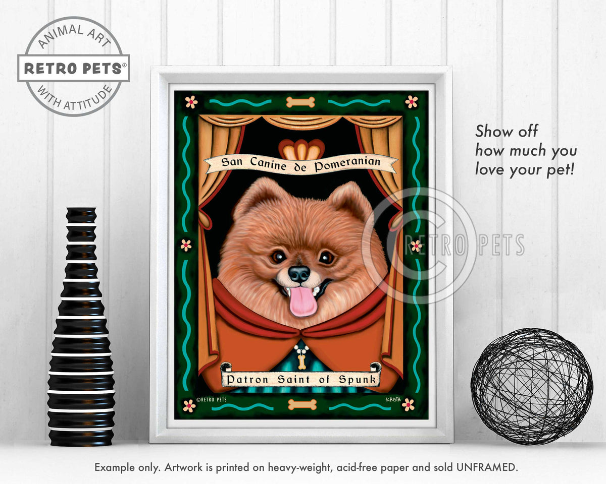Pomeranian Art "Patron Saint of Spunk" Art Print by Krista Brooks