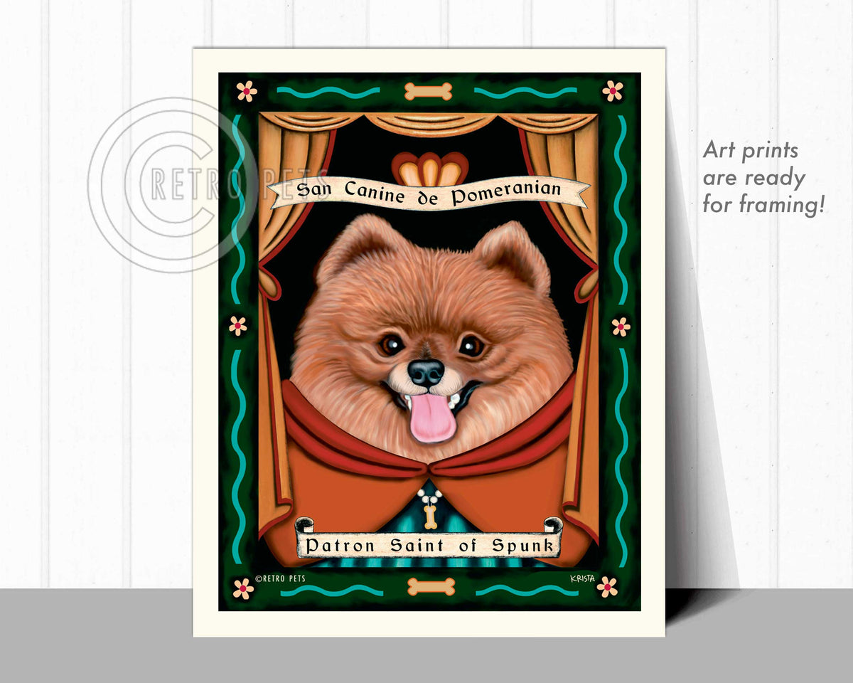 Pomeranian Art "Patron Saint of Spunk" Art Print by Krista Brooks
