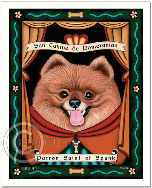 Pomeranian Art "Patron Saint of Spunk" Art Print by Krista Brooks