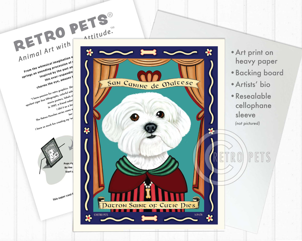 Maltese Art "Patron Saint of Cutie Pies" Art Print by Krista Brooks