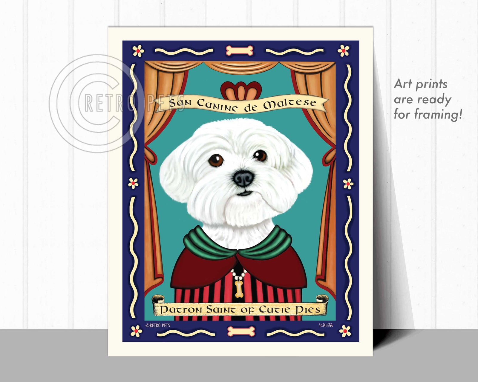 Maltese Art "Patron Saint of Cutie Pies" Art Print by Krista Brooks