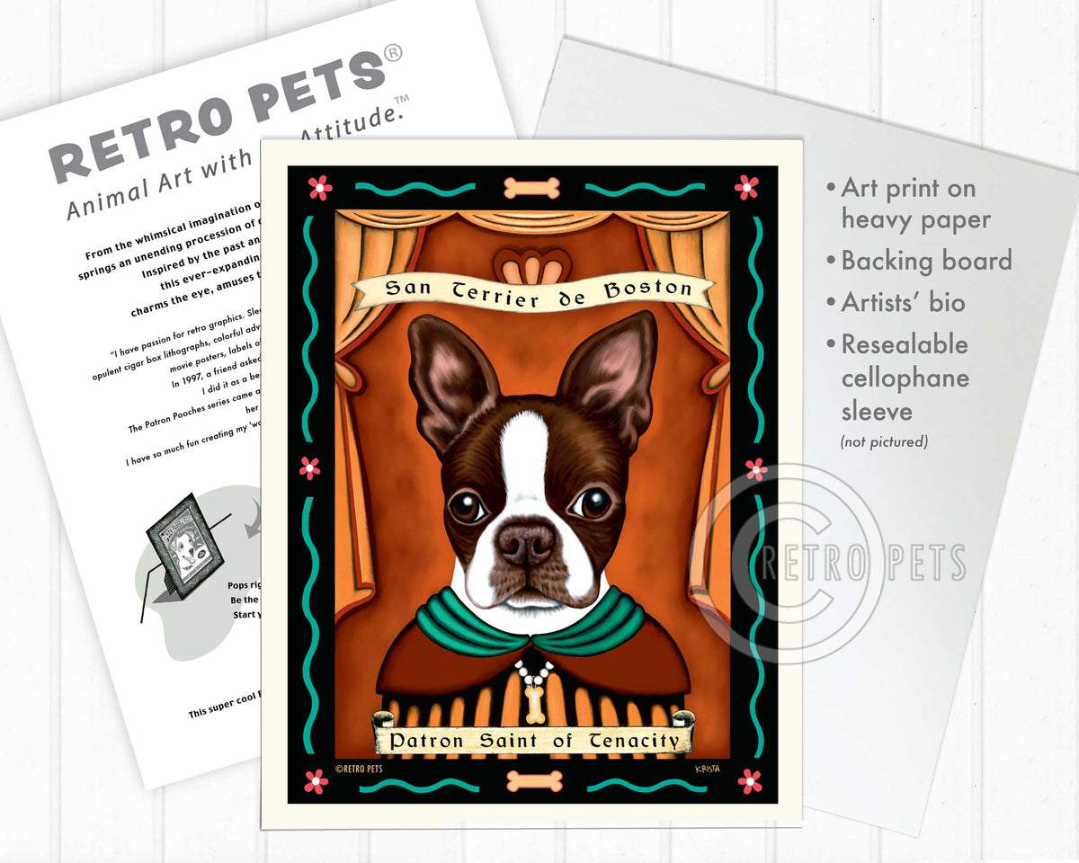Boston Terrier Prints | Patron Saint Prints | Retro Pets Art