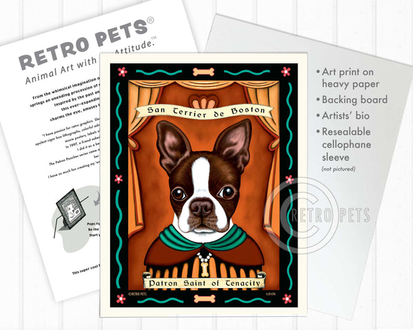 Boston Terrier Prints | Patron Saint Prints | Retro Pets Art