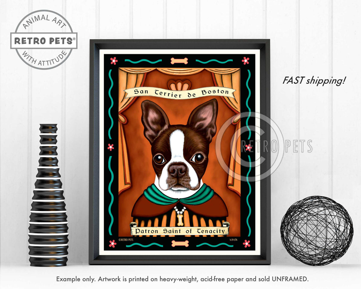 Boston Terrier Prints | Patron Saint Prints | Retro Pets Art