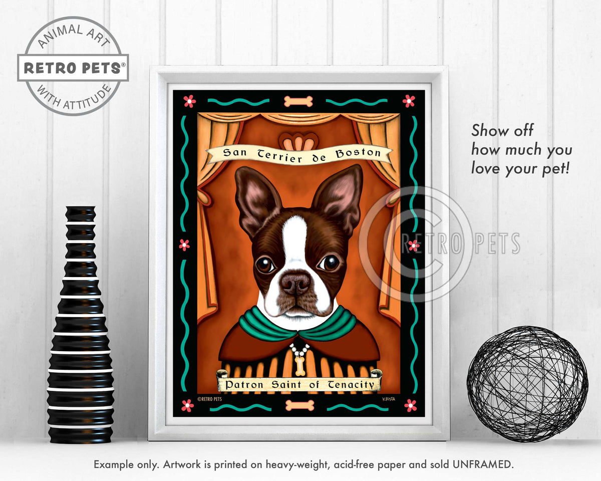 Boston Terrier Prints | Patron Saint Prints | Retro Pets Art