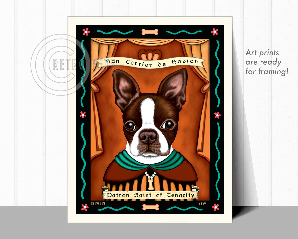 Boston Terrier Prints | Patron Saint Prints | Retro Pets Art