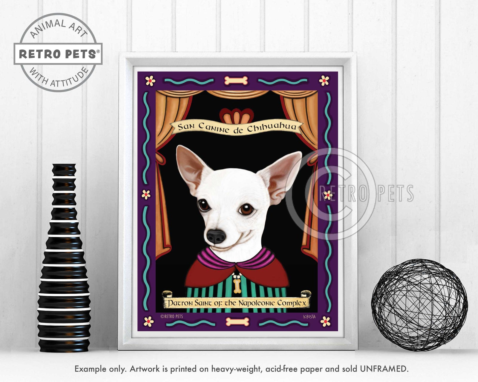 Chihuahua Art Prints "Patron Saint of the Napoleonic" | Retro Pets Art