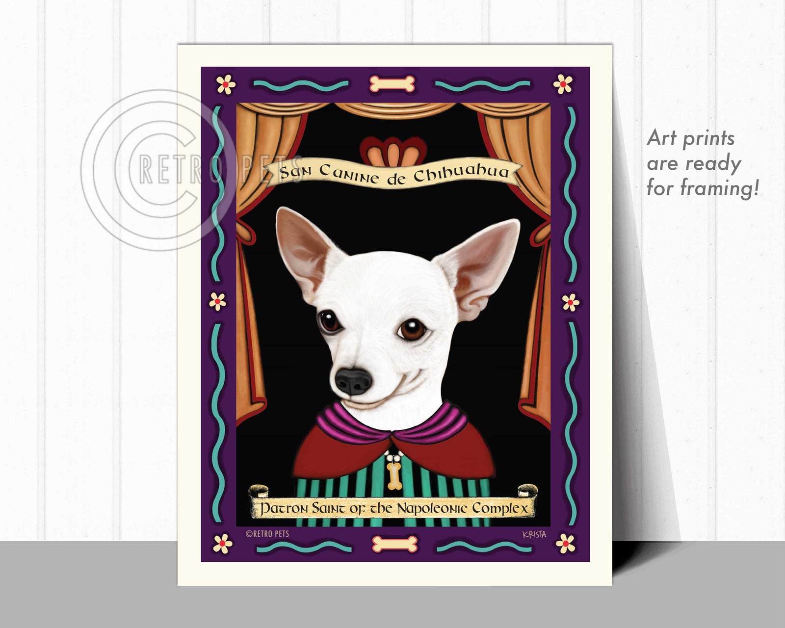 Chihuahua Art Prints "Patron Saint of the Napoleonic" | Retro Pets Art