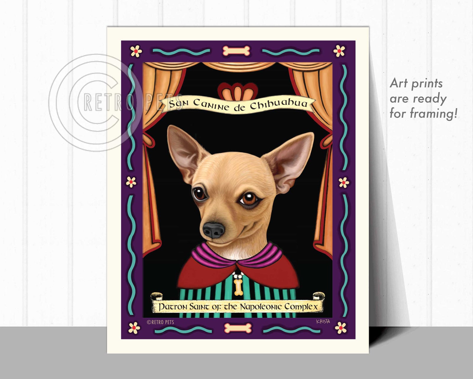 Chihuahua Art Prints - Patron Saint of the Napoleonic | Retro Pets Art