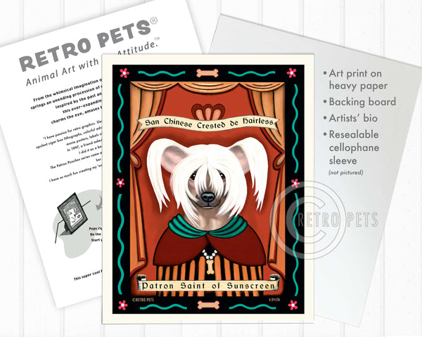 Chinese Crested Art | Art Print by Krista Brooks | Retro Pets Art