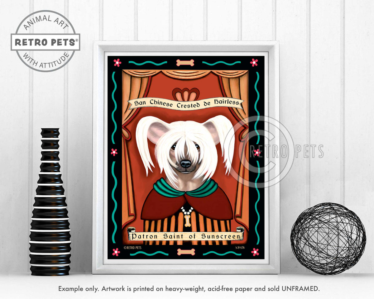 Chinese Crested Art | Art Print by Krista Brooks | Retro Pets Art