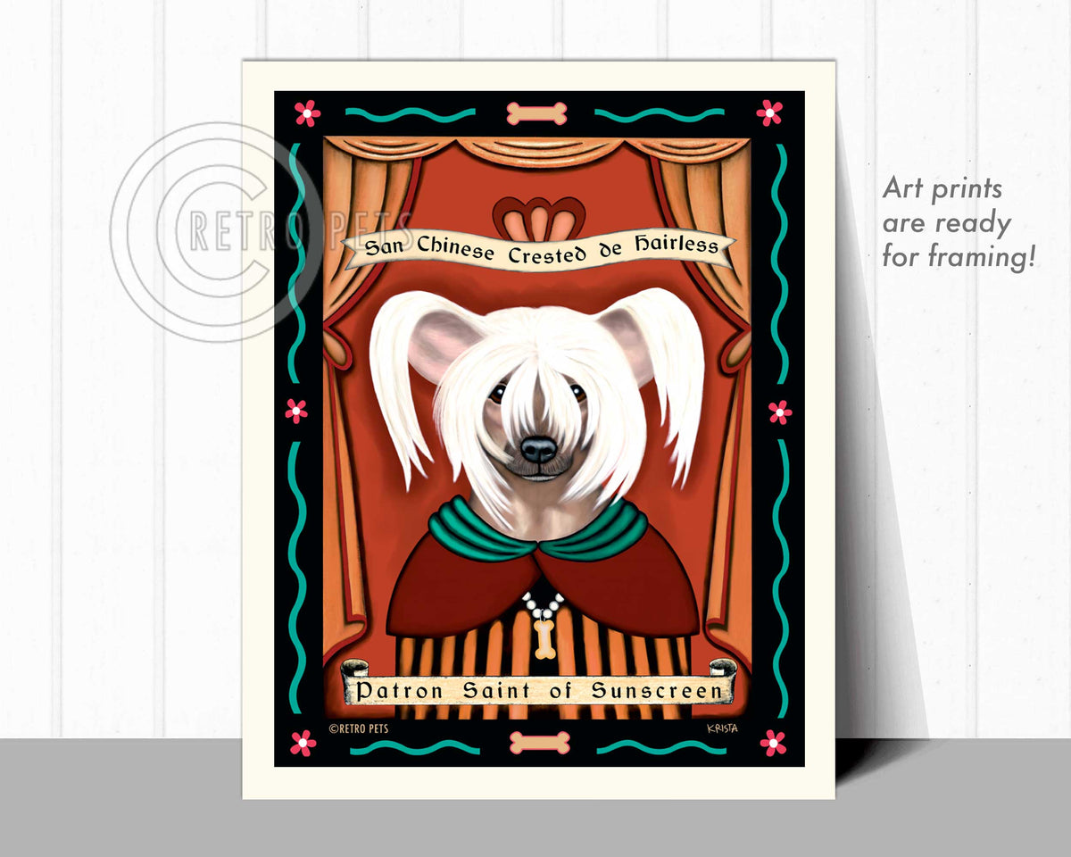 Chinese Crested Art | Art Print by Krista Brooks | Retro Pets Art