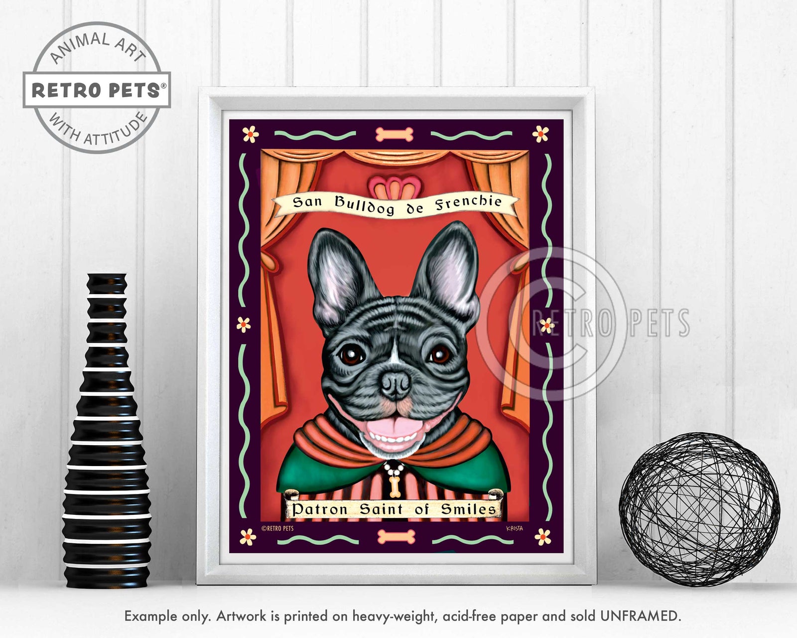 French Bulldog Art "Patron Saint of Smiles" Art Print by Krista Brooks