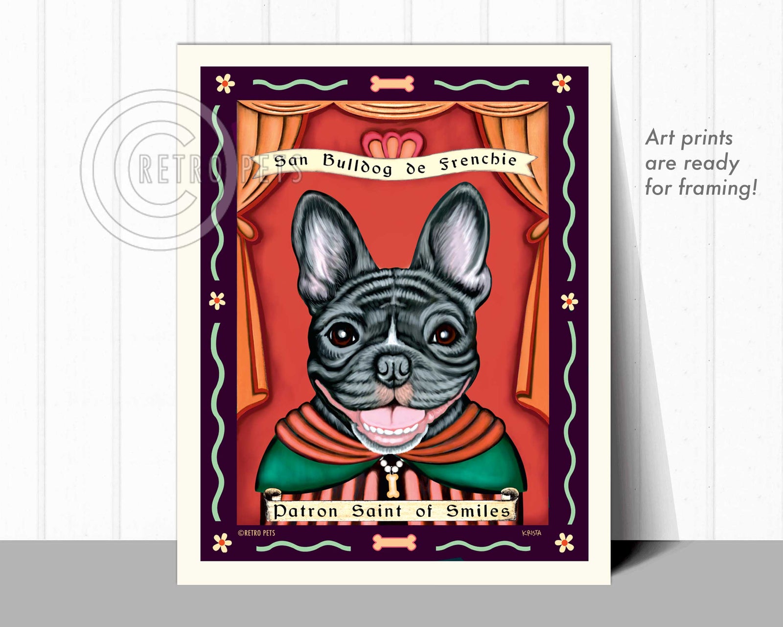 French Bulldog Art "Patron Saint of Smiles" Art Print by Krista Brooks