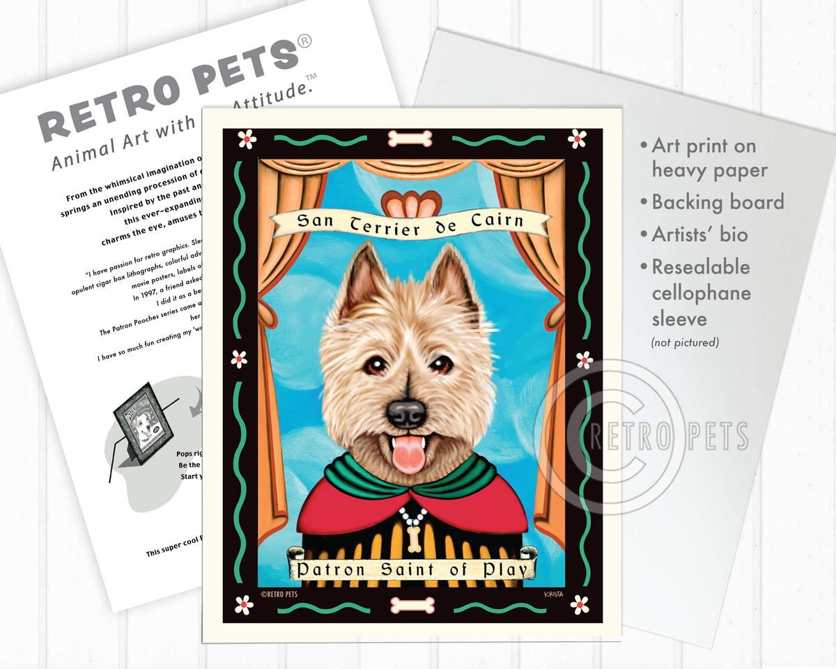 Cairn Terrier Mugs | Patron Saint of Play | Retro Pets Art