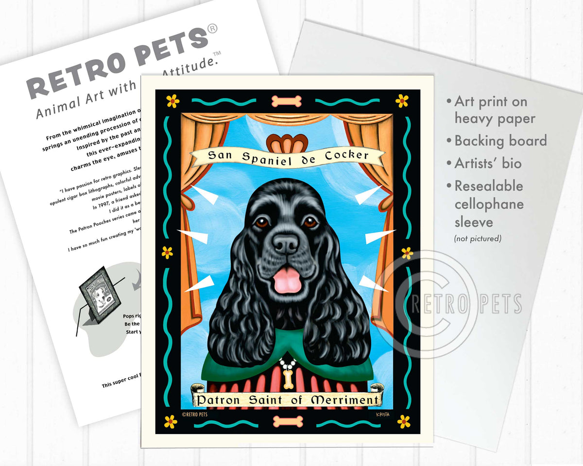 Cocker Spaniel Wall Art "Patron Saint of Merriment" | Retro Pets Art