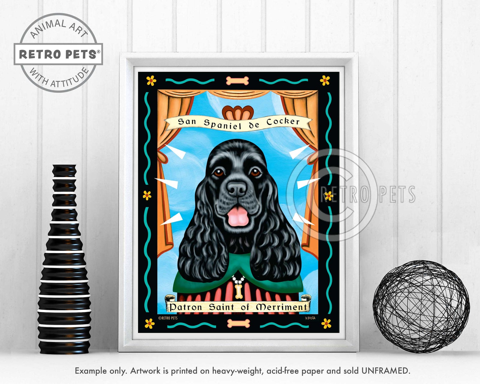 Cocker Spaniel Wall Art "Patron Saint of Merriment" | Retro Pets Art