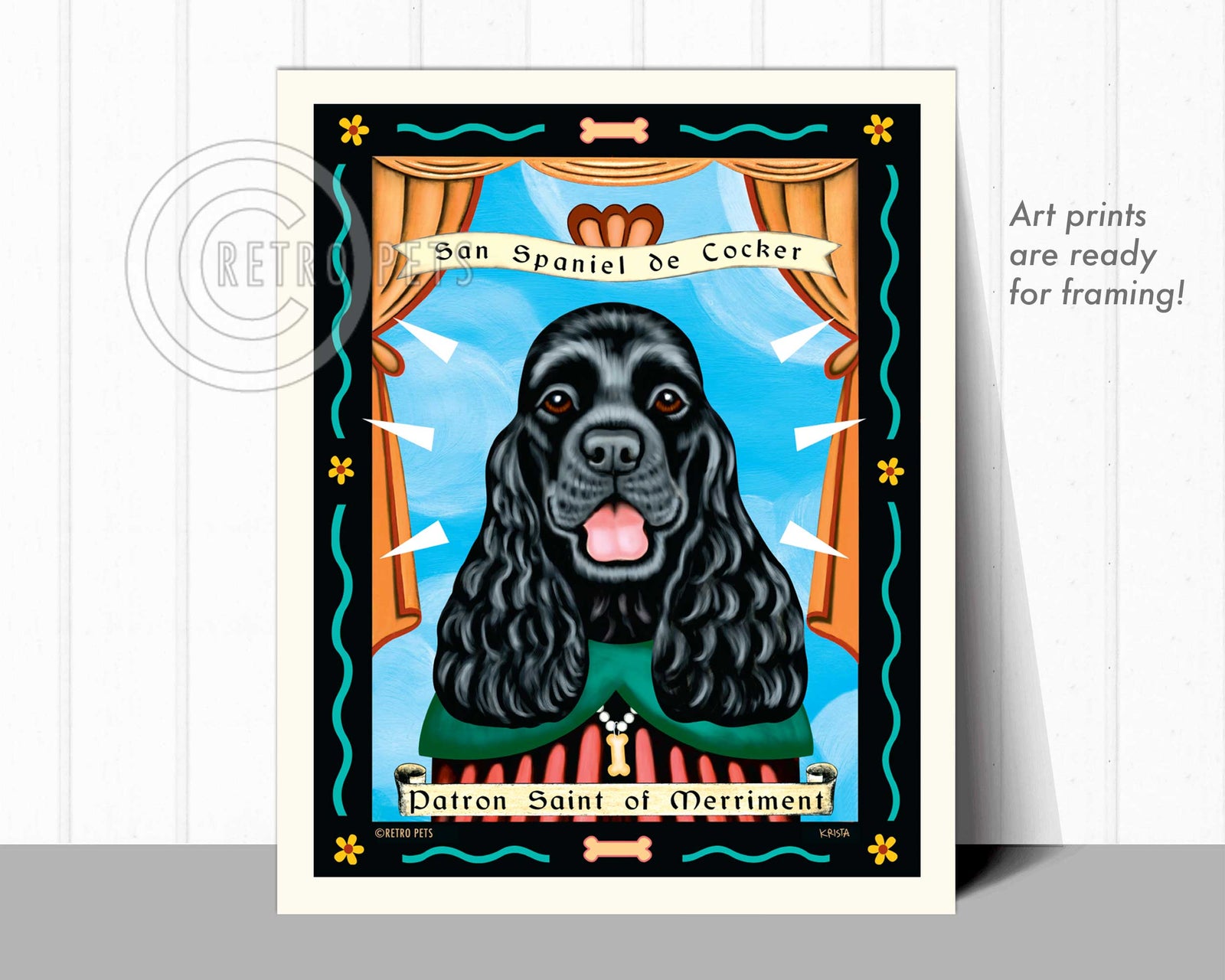 Cocker Spaniel Wall Art "Patron Saint of Merriment" | Retro Pets Art