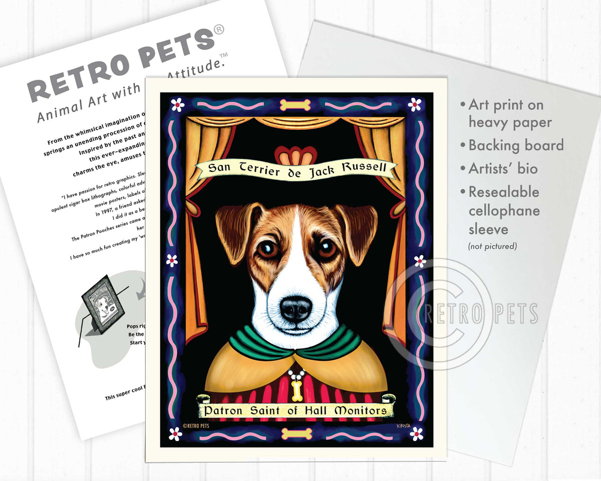 Jack Russell Art "Patron Saint of Hall Monitors" Art Print by Krista Brooks