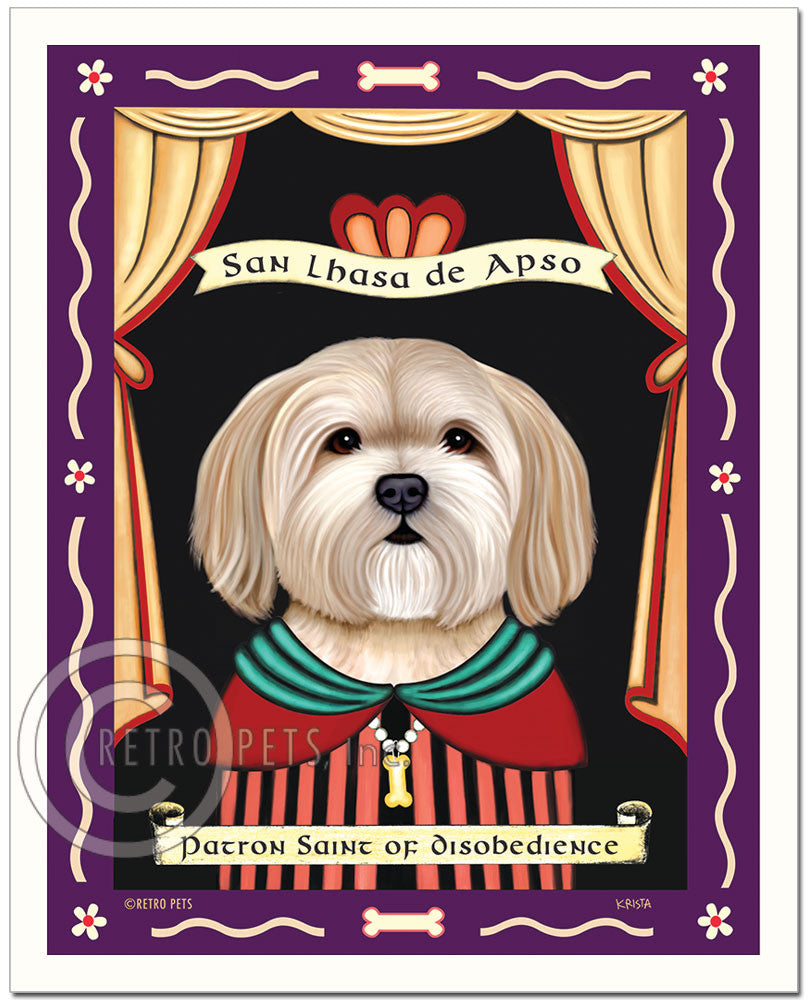 Lhasa Apso Art "Patron Saint of Disobedience" Art Print by Krista Brooks