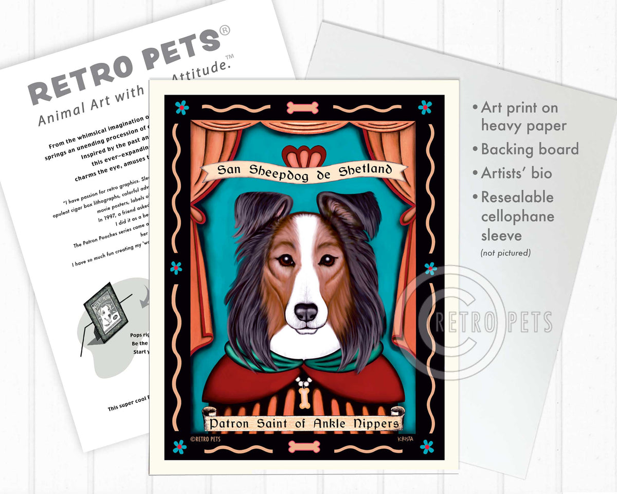 Shetland Sheepdog Art "Saint of Ankle Nippers" Art Print by Krista Brooks