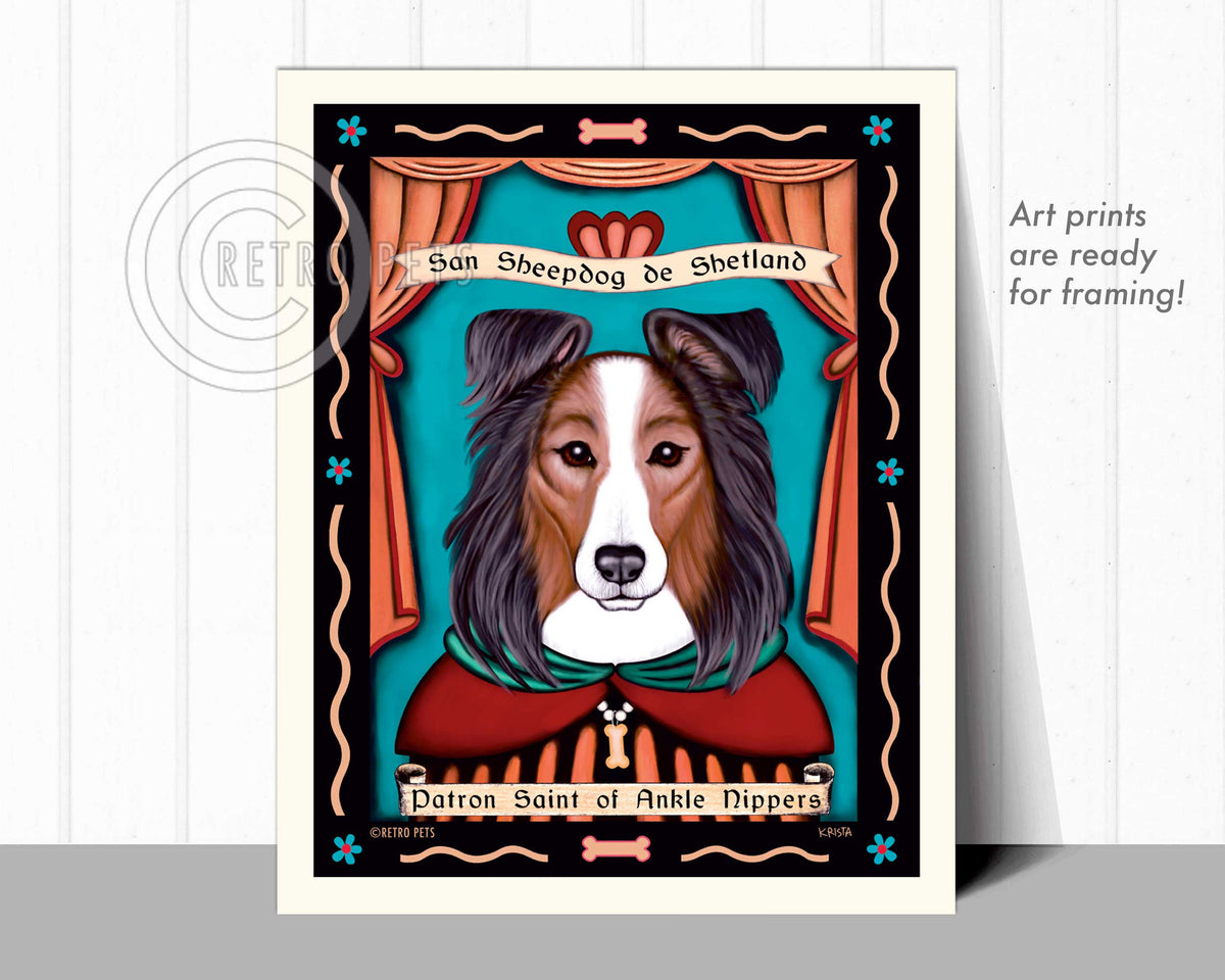 Shetland Sheepdog Art "Saint of Ankle Nippers" Art Print by Krista Brooks