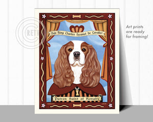 Cavalier Spaniel Art | "Patron Saint of Royalty" | Retro Pets Art